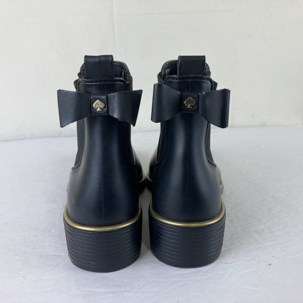 Kate Spade Womens Sz 8 Sedgewick Chelsea‎ Rain Booties Black Outdoor Block Heel - Picture 6 of 10